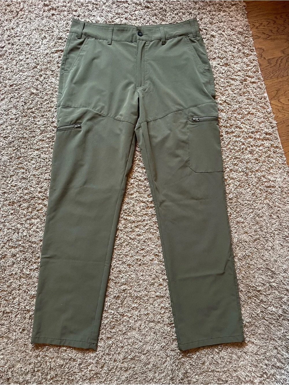 Men’s Magellan Moisture Wicking Classic Fit Pants; Olive Green; Size 34W